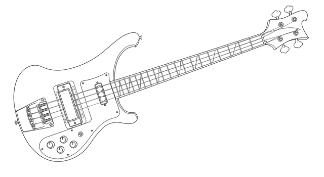 Technical line drawing of Rickenbacker 4003