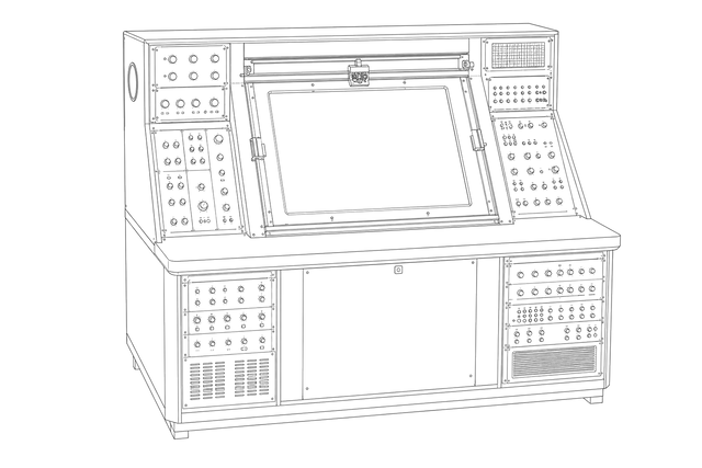 Technical line drawing of ANS synthesizer