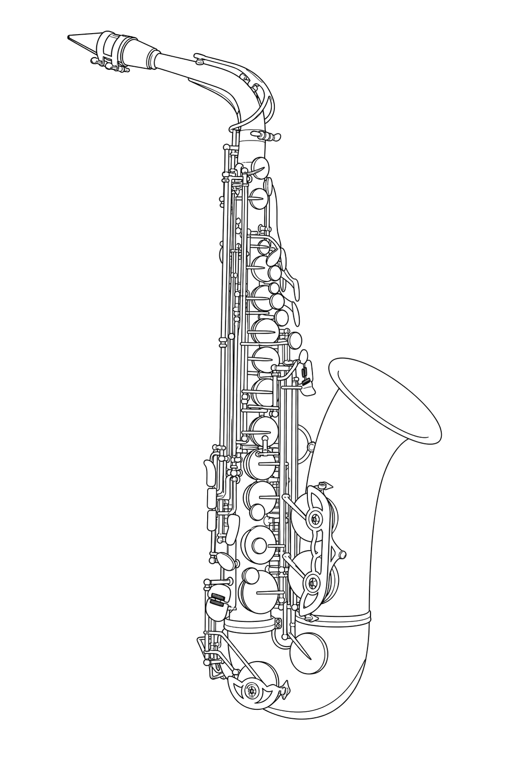 Technical line drawing of Yanagisawa A-WO10