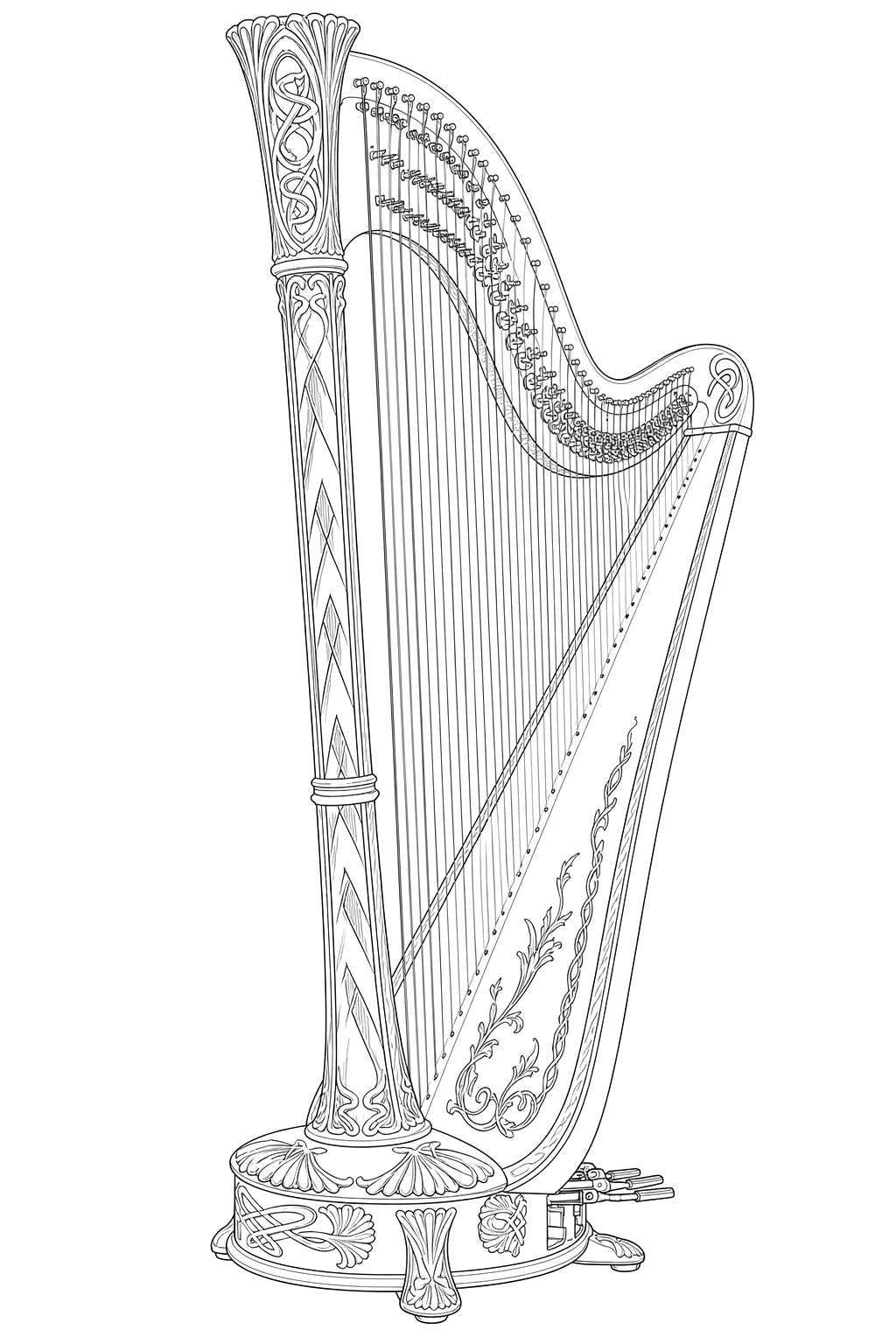 Technical line drawing of Camac Art Nouveau Gold