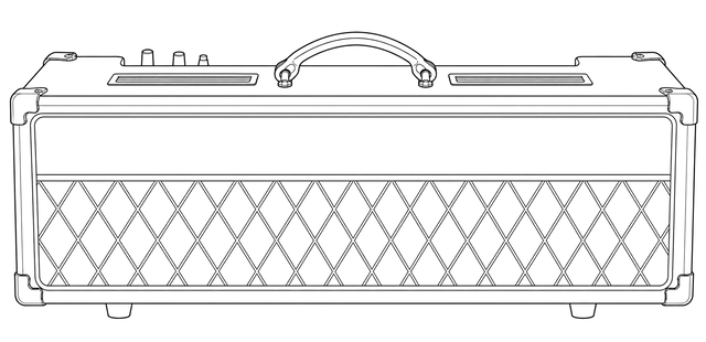 Technical line drawing of Vox AC30 Custom Head