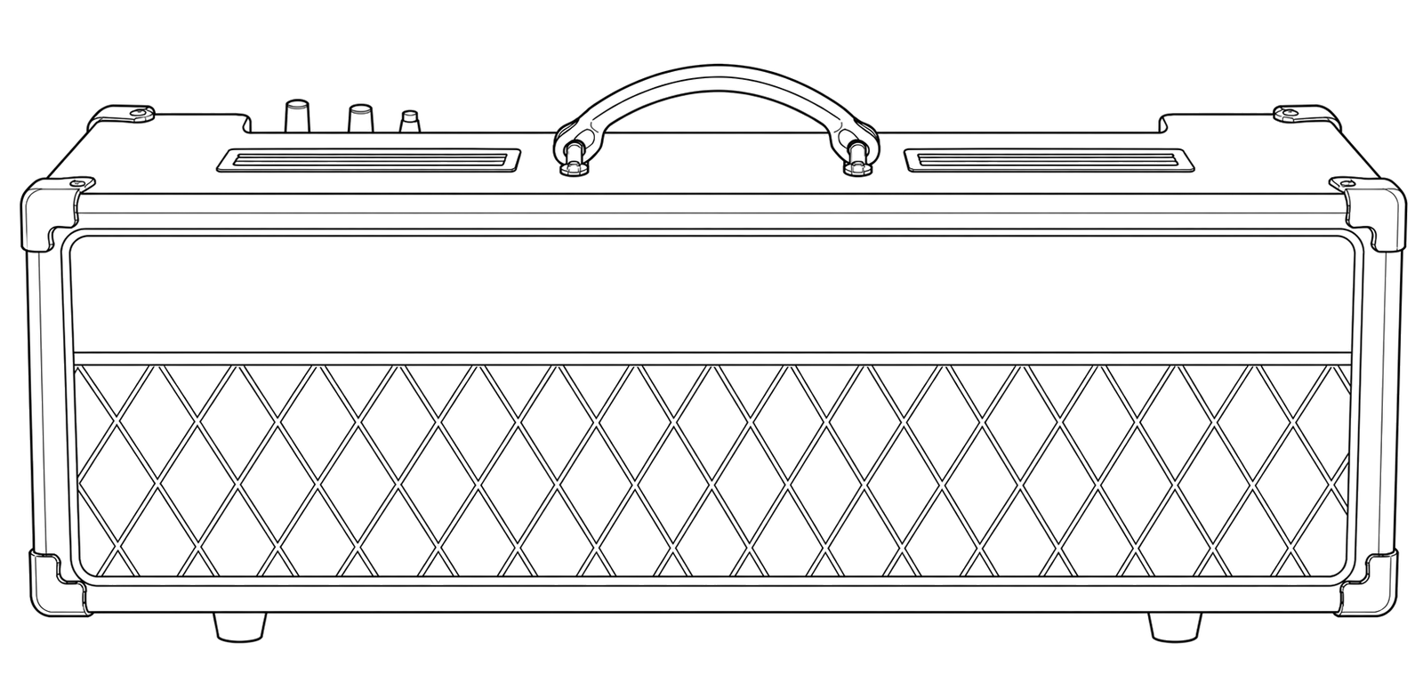 Technical line drawing of Vox AC30 Custom Head