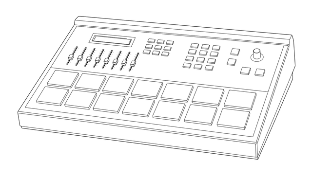 Technical line drawing of E-mu Drumulator