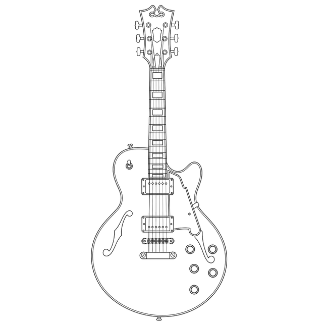 Technical line drawing of D'Angelico Premier SS