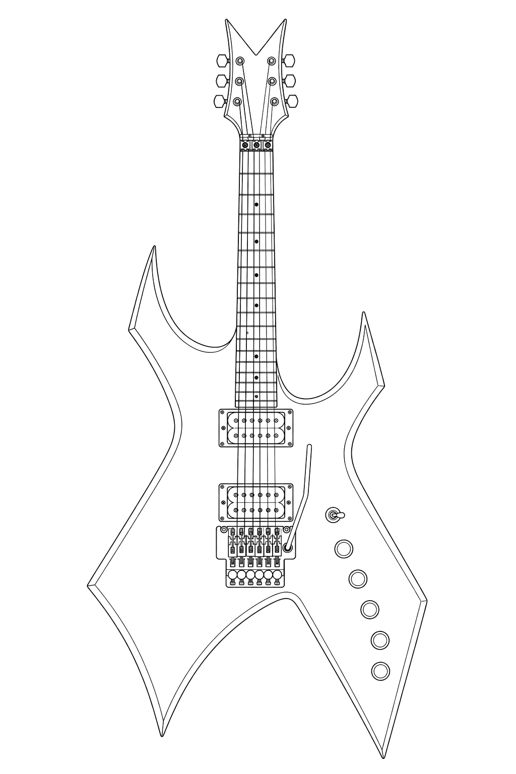 Technical line drawing of B.C. Rich Warlock Legacy