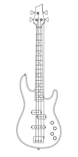 Technical line drawing of Fender Prophecy II Bass