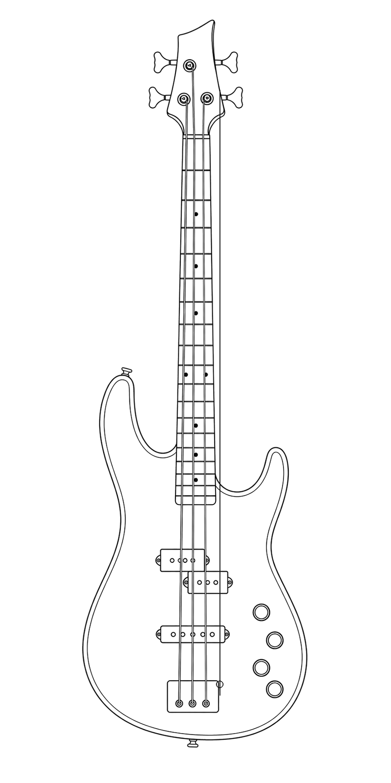 Technical line drawing of Fender Prophecy II Bass