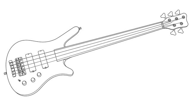 Technical line drawing of Warwick Thumb Bass