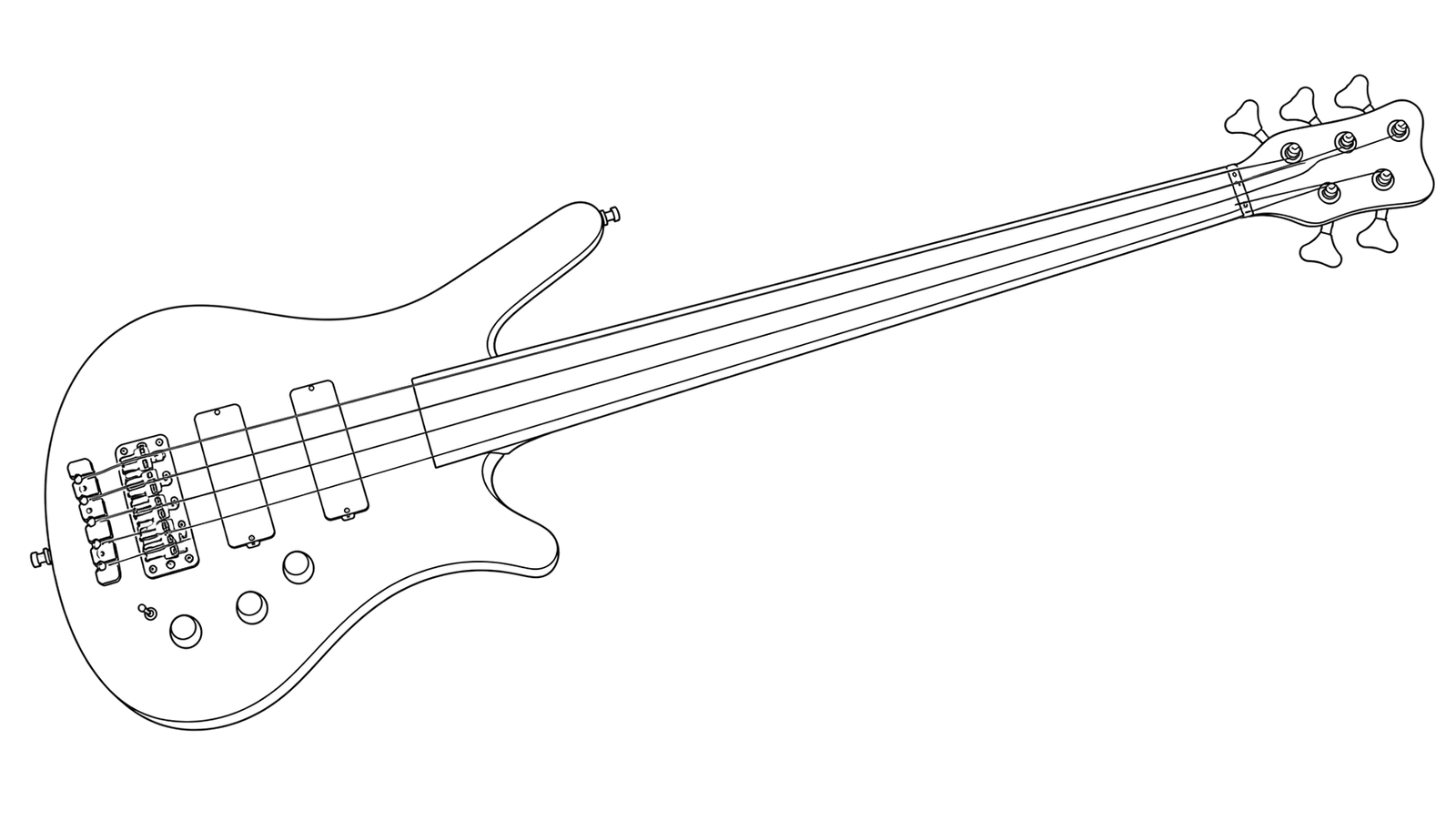 Technical line drawing of Warwick Thumb Bass