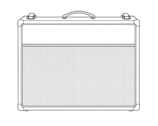 Technical line drawing of Guitar amplifiers