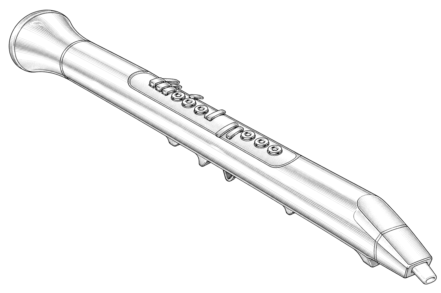 Technical line drawing of Akai EWI Solo