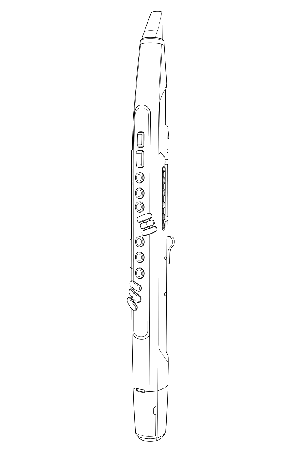 Technical line drawing of Akai EWI4000s