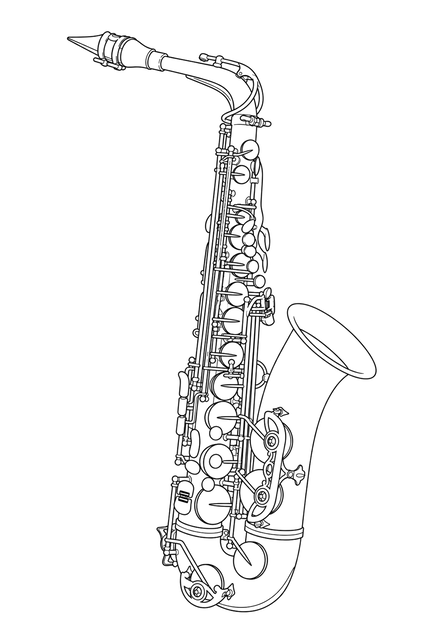 Technical line drawing of Selmer Super Action 80 Series II