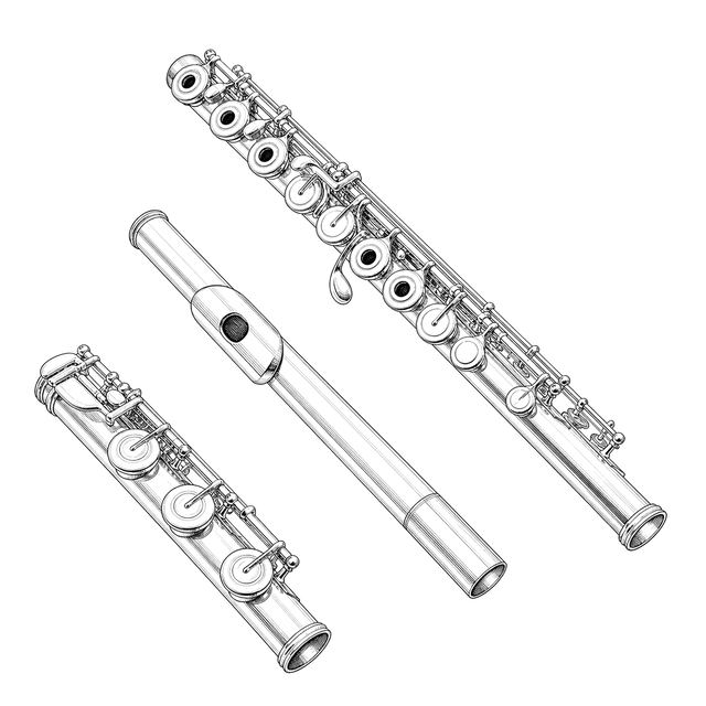 Technical line drawing of Brannen Drawn Tonehole Brögger Flute