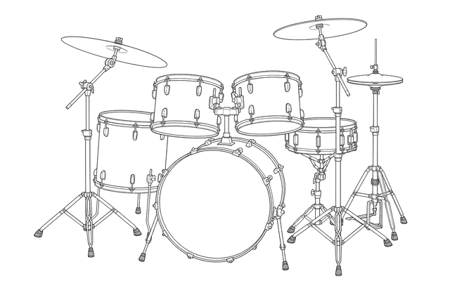 Technical line drawing of Beverley Drums
