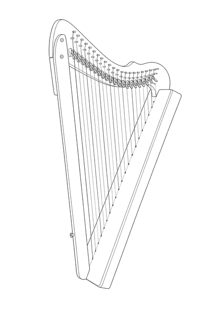 Technical line drawing of Harpsicle Harps