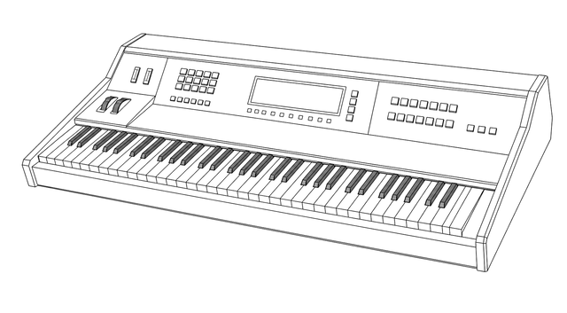 Technical line drawing of Digital Keyboards Synergy