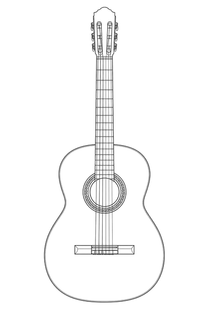 Technical line drawing of Acoustic Guitars