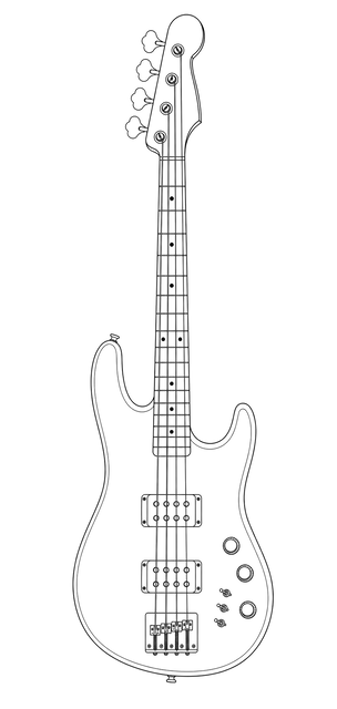 Technical line drawing of G&L L-Series