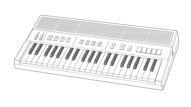 Technical line drawing of Casio MT-40