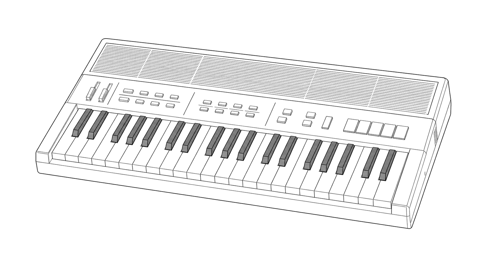 Technical line drawing of Casio MT-40