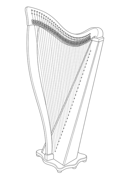 Technical line drawing of Dusty Strings Ravenna 34