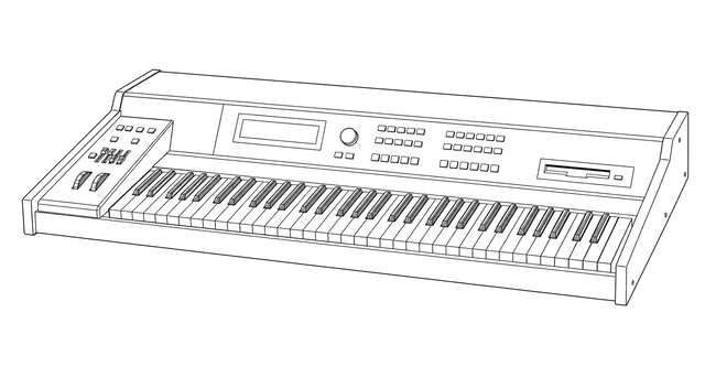 Technical line drawing of E-mu Emulator II