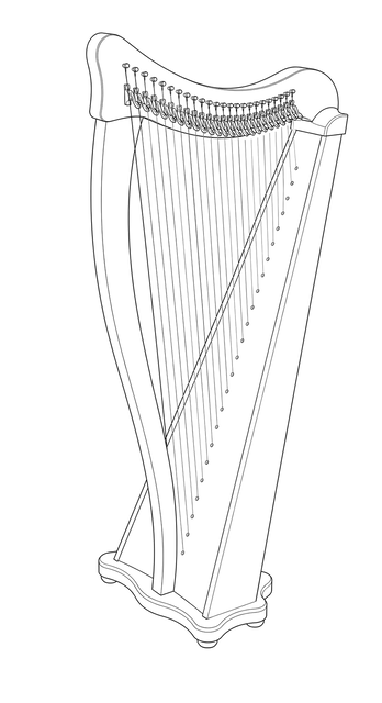 Technical line drawing of Dusty Strings Ravenna 26