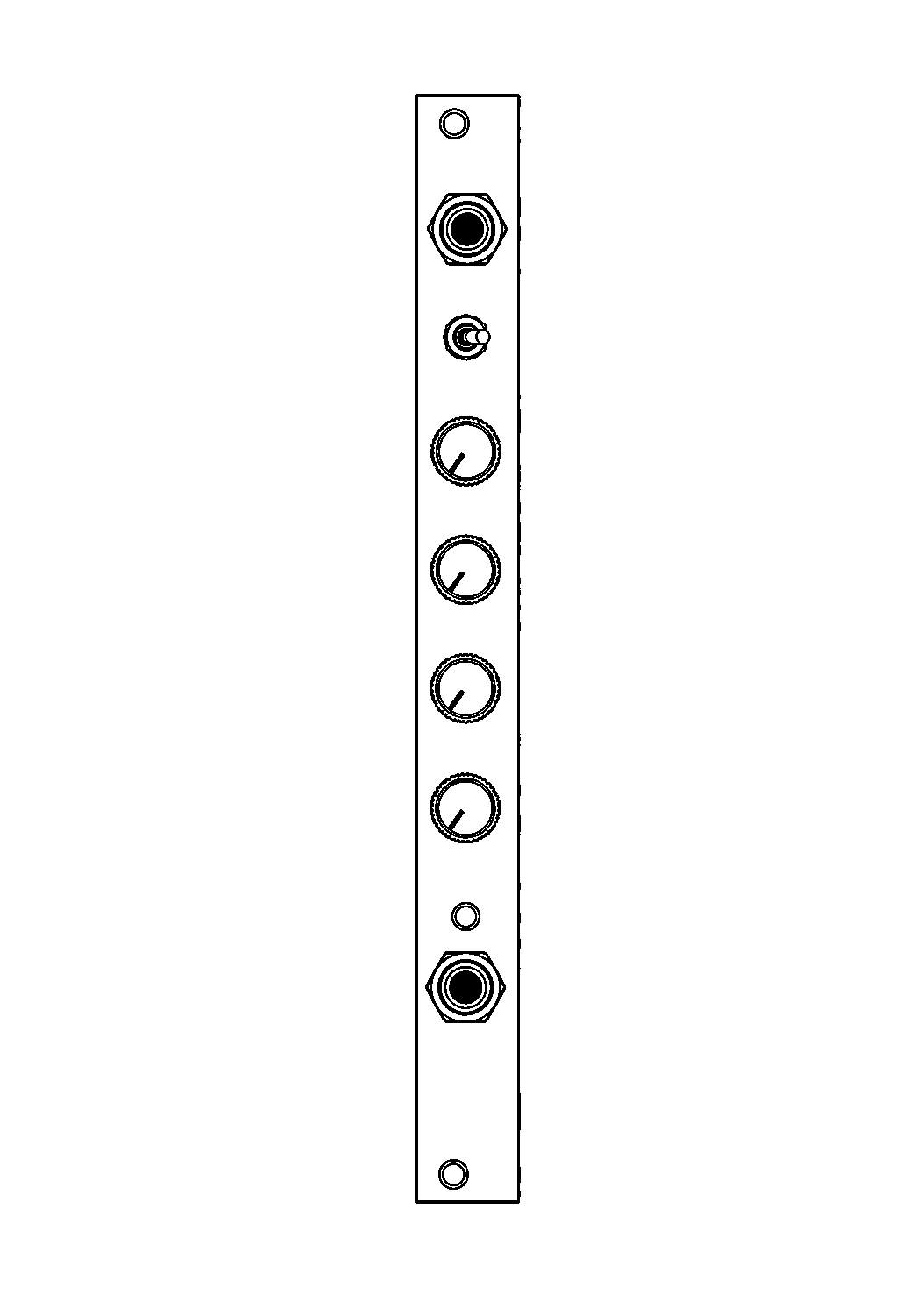 Technical line drawing of 2hp ADSR Eurorack module
