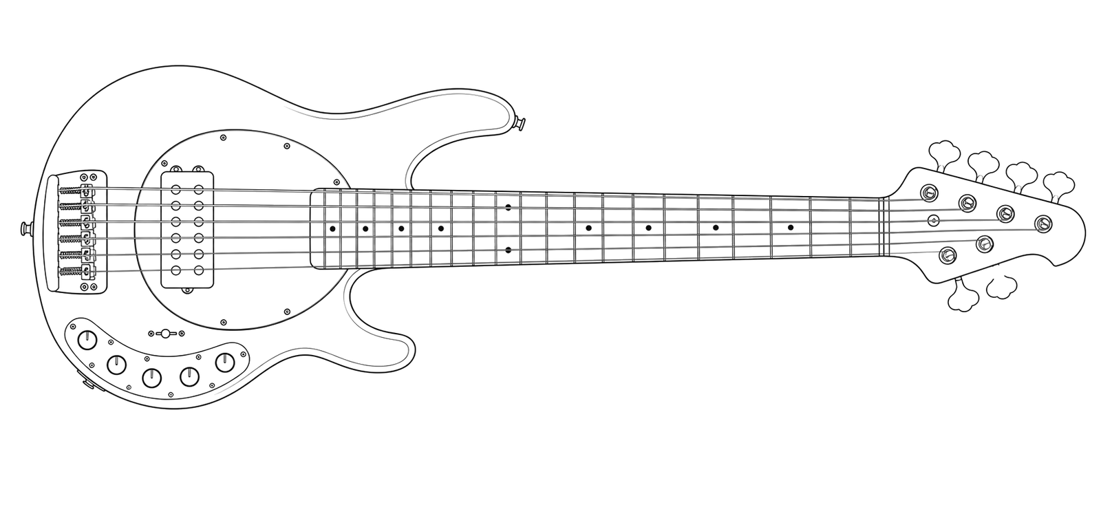 Technical line drawing of Music Man StingRay 5