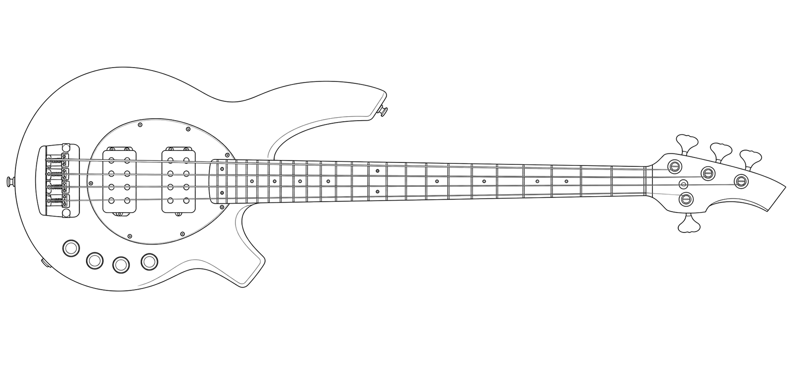 Technical line drawing of Music Man Bongo