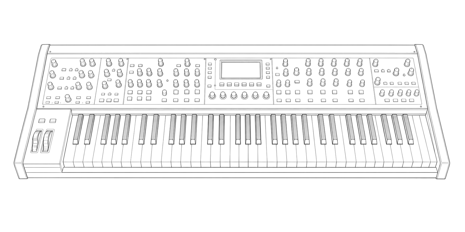 Technical line drawing of Alesis Andromeda A6