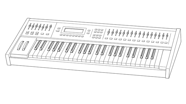 Technical line drawing of Akai AX60