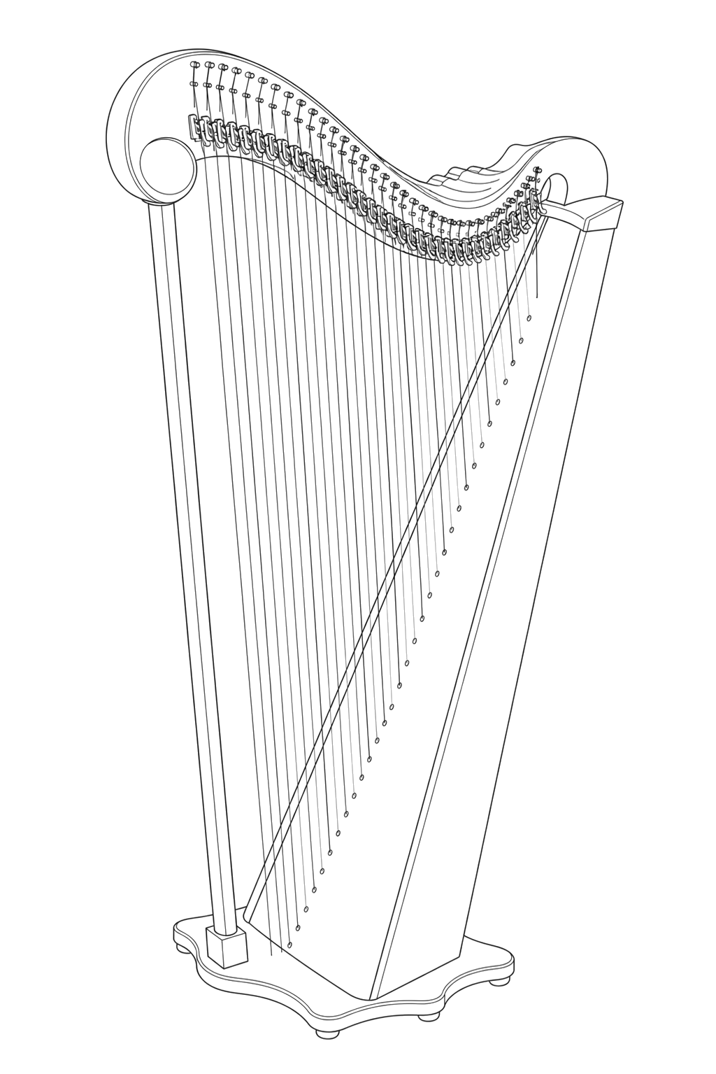 Technical line drawing of Dusty Strings Serrana 34