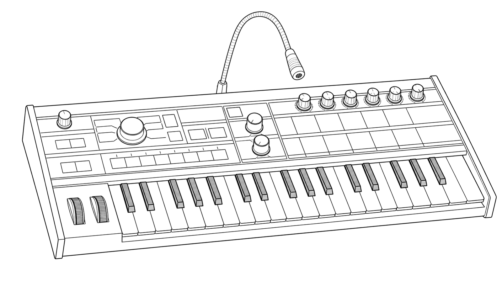 Technical line drawing of microKORG