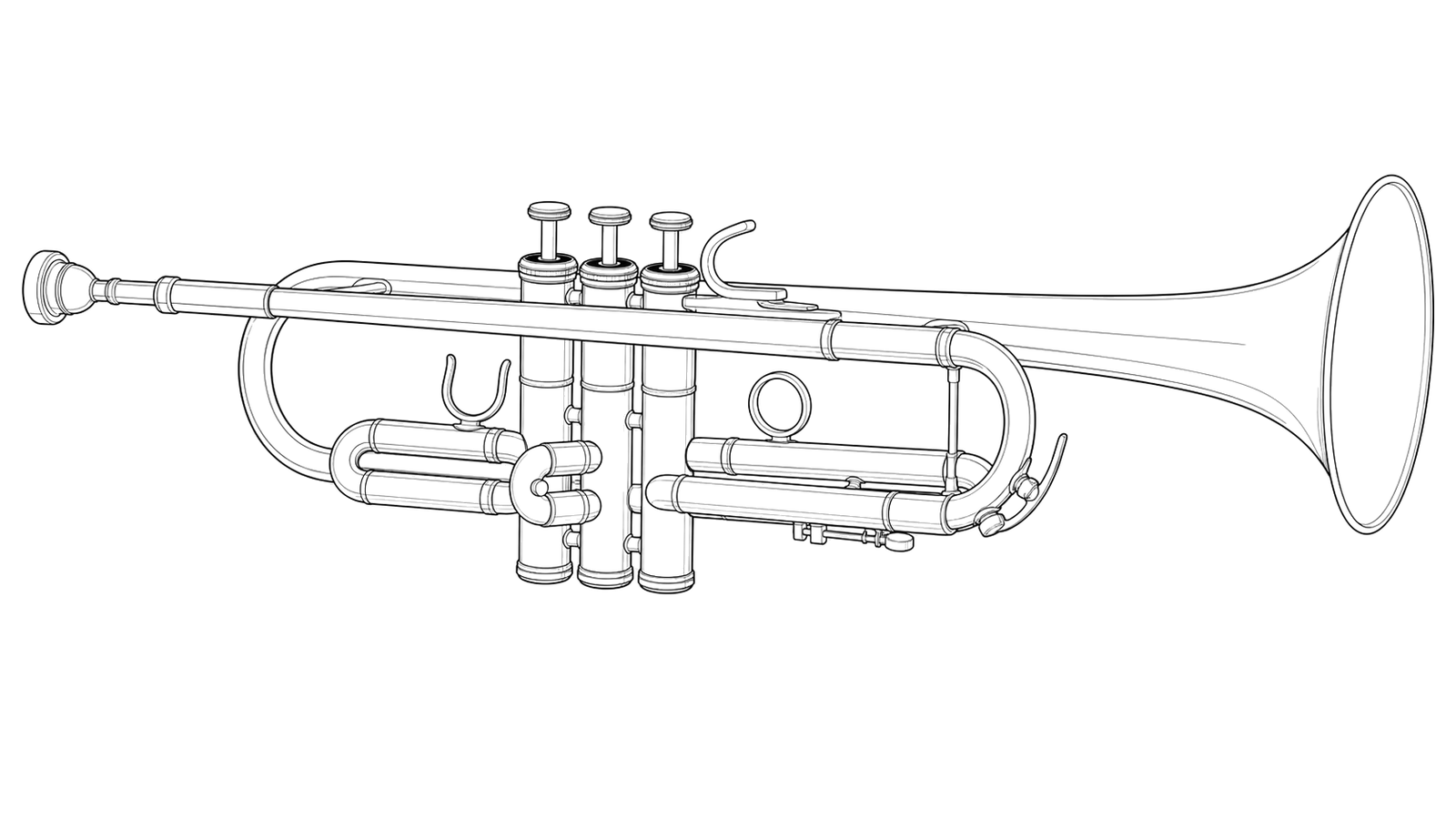 Technical line drawing of Yamaha YTR-8335LAII