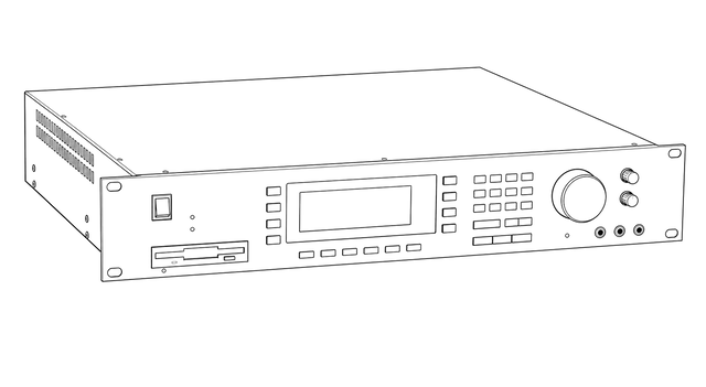 Technical line drawing of Akai S3000XL