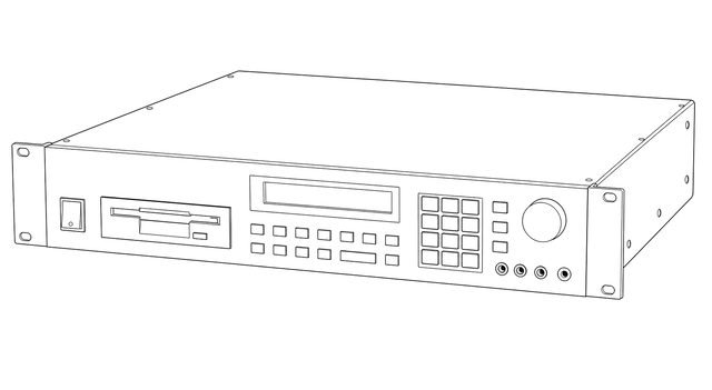 Technical line drawing of Akai S900