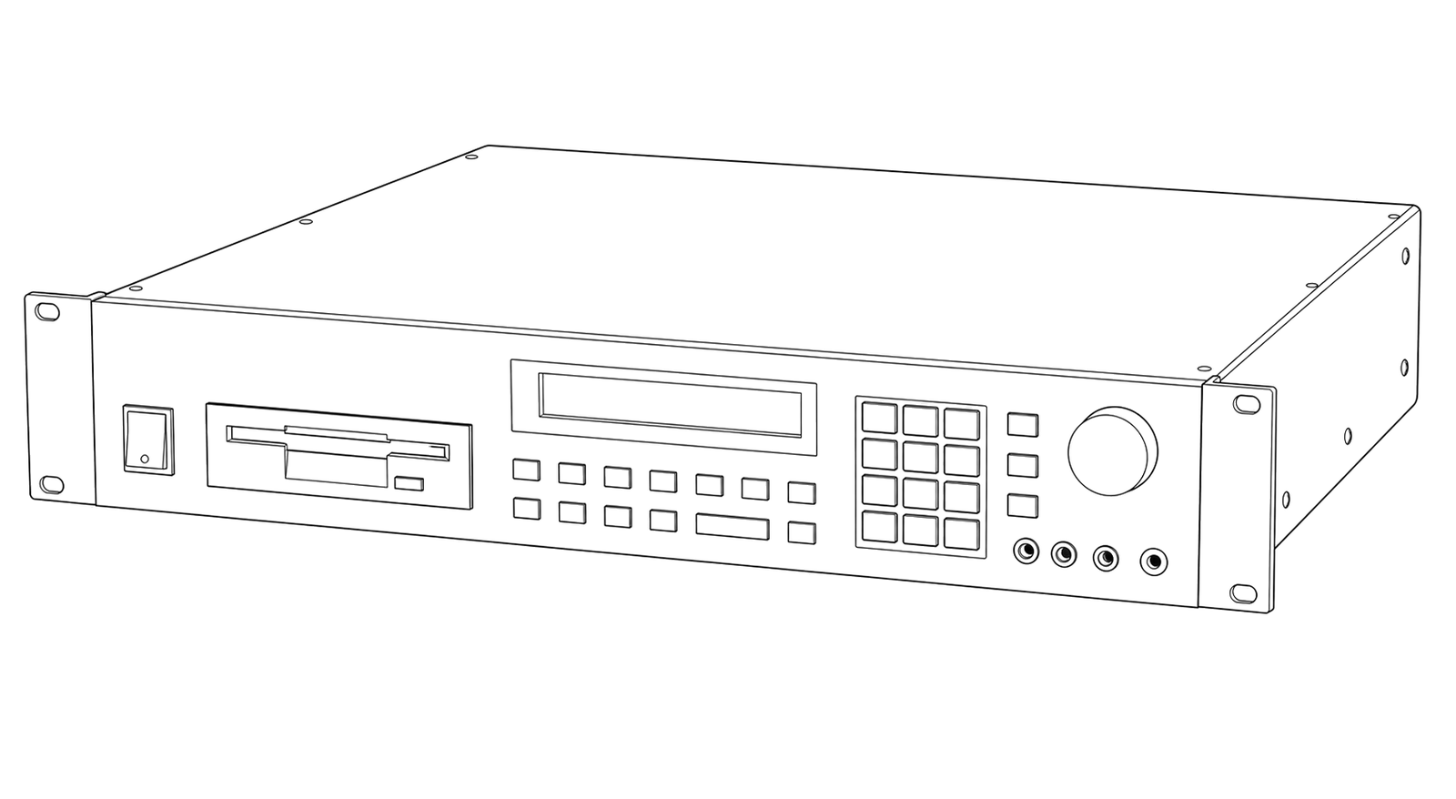 Technical line drawing of Akai S900