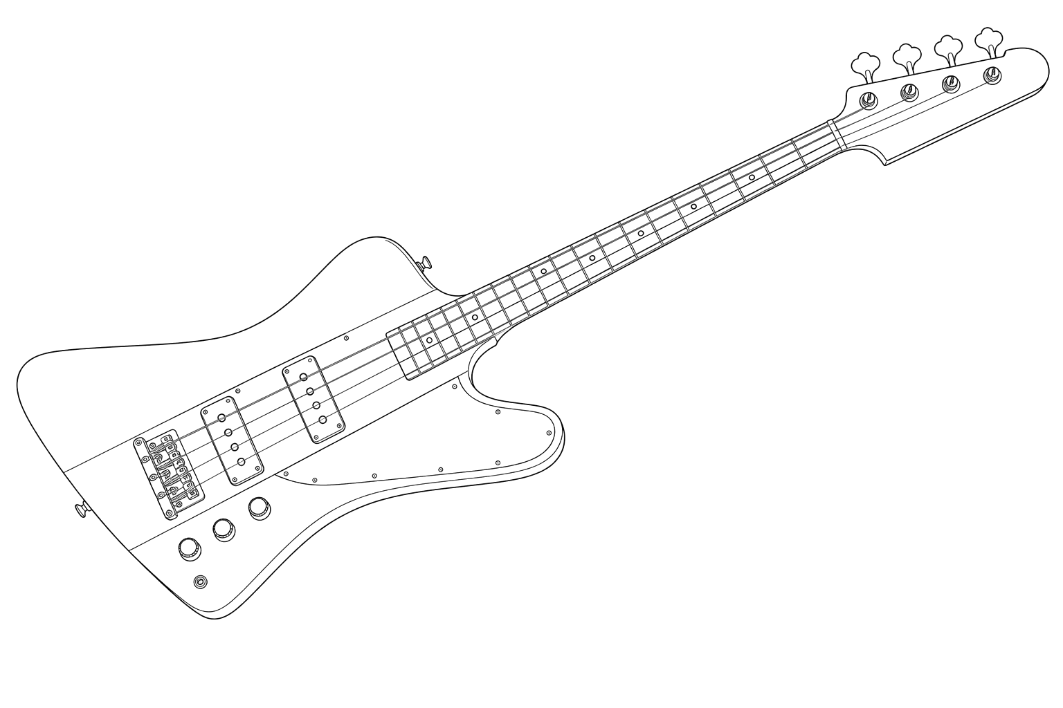 Technical line drawing of Gibson Thunderbird