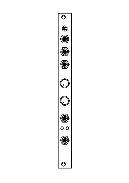 Technical line drawing of 2hp LFO Eurorack module