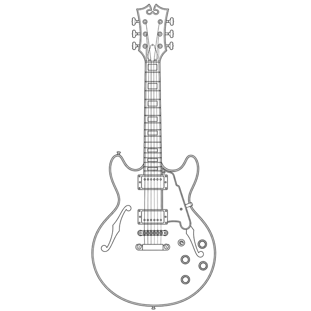 Technical line drawing of D'Angelico Excel DC