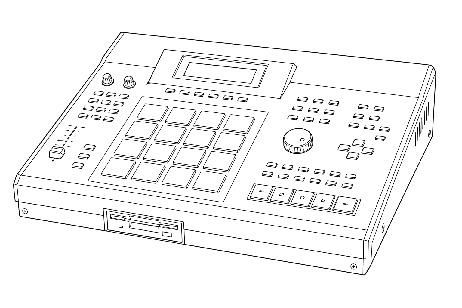 Technical line drawing of Akai MPC60