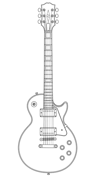 Technical line drawing of Epiphone Les Paul Custom