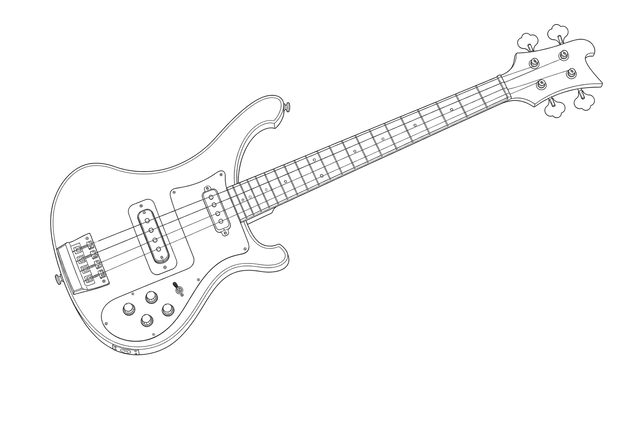 Technical line drawing of Rickenbacker 4001