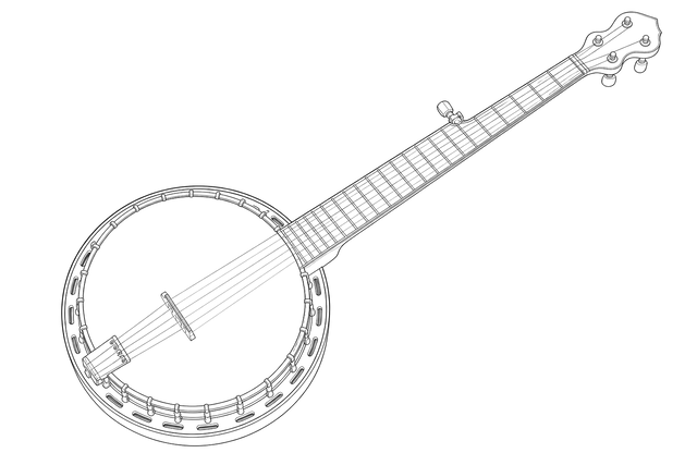 Technical line drawing of Deering Sierra Banjo