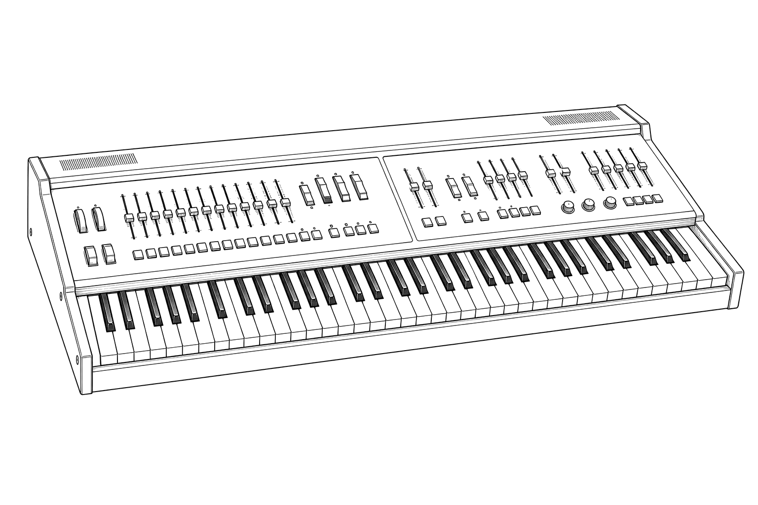 Technical line drawing of ARP String Synthesizer
