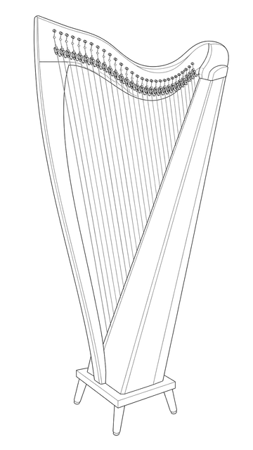 Technical line drawing of Dusty Strings FH34