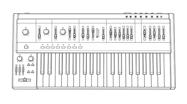 Technical line drawing of Roland SH-101