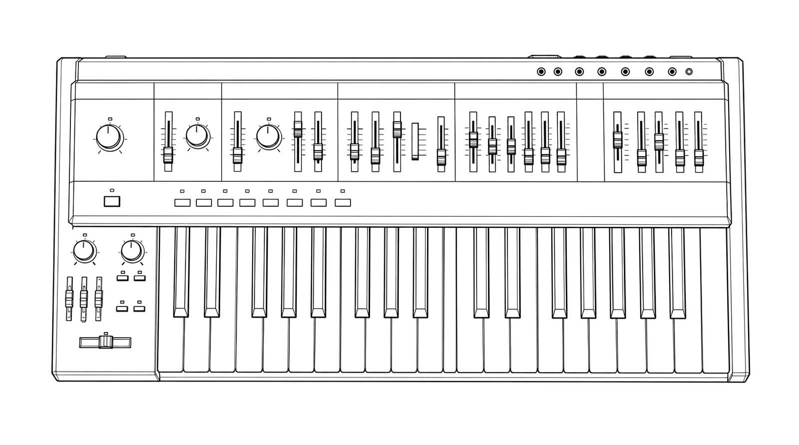 Technical line drawing of Roland SH-101